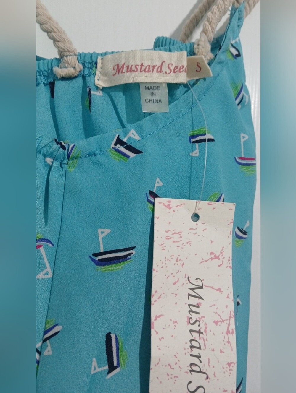 Mustard Seed Small Turquoise Sailboat Tank Top - NWT - Picture 3 of 6